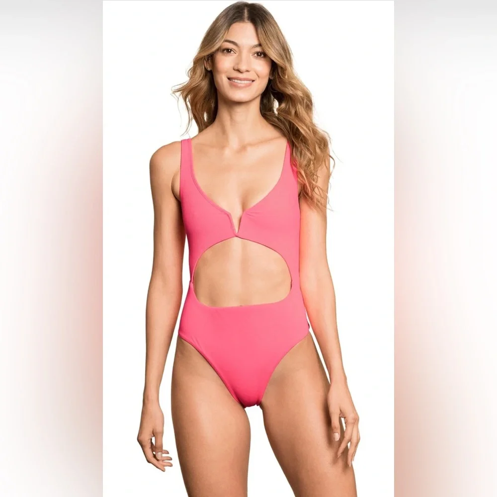 Maaji Coral Lava Reversible Cut-out One-Piece Swimsuit, Size Large, $168